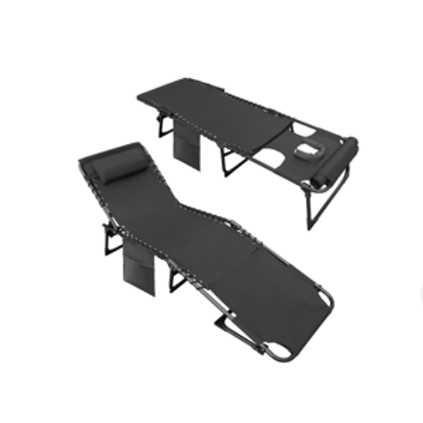Devoko 2 Pieces Foldable with Sauna, Lounge Coffee Chair 12 Inch High 5-Position Adjustable Patio Lounge Chair Beach Pool Coffee Chair,Black