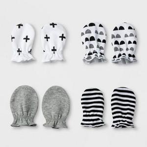Baby 4pk Mitten Set Cloud Island™ - Black/White