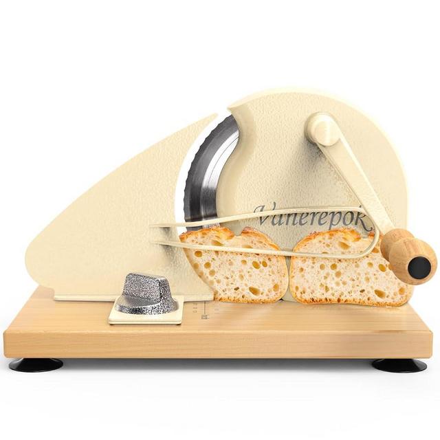 Upgrade Manual Bread Slicer for Homemade Sourdough Bread, Classic Hand Crank Home Bread Slicer With Scale Line and Steel Fence, Sharp Blade, Adjustable Width for Homemade & Commercial Use