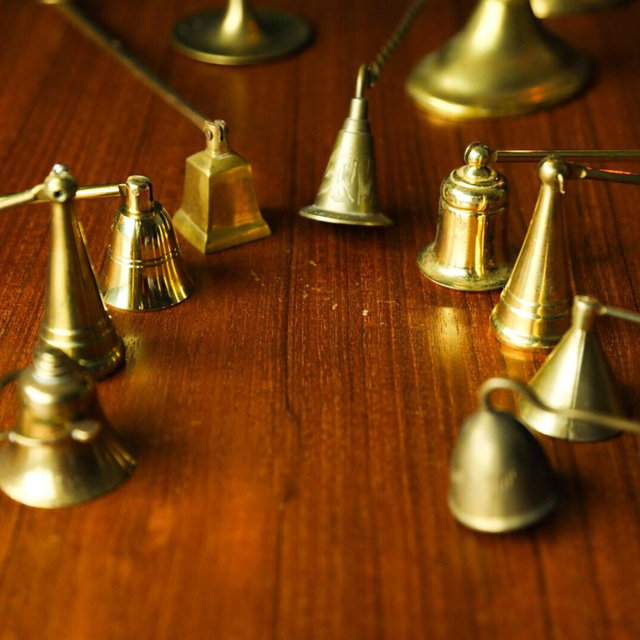 Vintage Candle Snuffer, Brass Candle Snuffer Antique, Candle Bell, Farmhouse Candle Extinguisher Antique, Mid Century Candle Tool