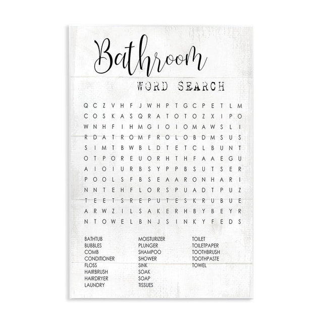 Stupell Industries Bathroom Search Fun Family Word Design Wall Plaque, Black, Model Number: fda-125_wd_10x15