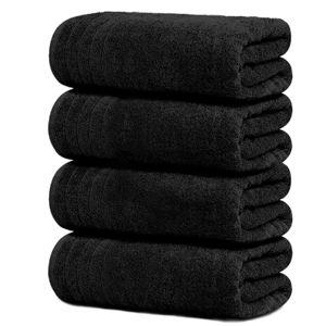 4 Extra Large Bath Towels, Black