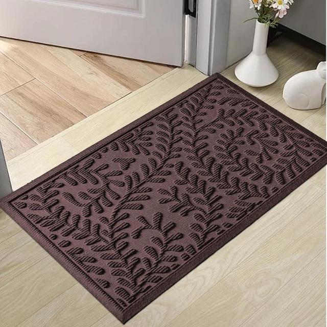 HIYARD Front Door Mat, Absorbent Dirt Trapping Welcome Door Mat Indoor Outdoor, Non Slip Entry Mat, Indoor Outdoor Door Mats, Fade Resistant, Low Profile Doormat for Entryway, 29×17, Coffee