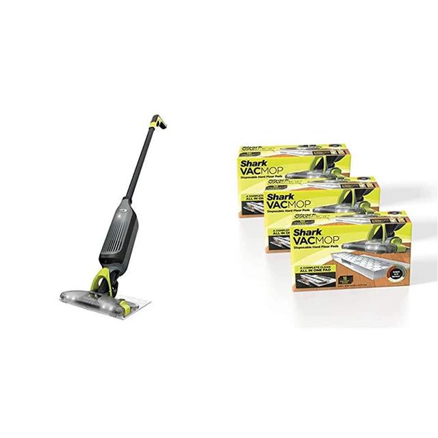 Shark VM252 VACMOP Pro Cordless Hard Floor Vacuum Mop with Disposable Pad + Shark VMP30 VACMOP Disposable Hard Floor Vacuum and Mop Pad Refills, 30 Count