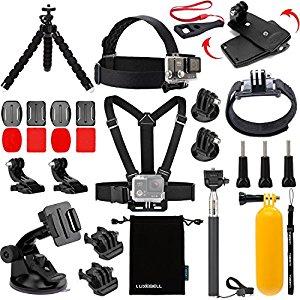 Luxebell Accessories Kit for AKASO EK5000 EK7000 4K WIFI Action Camera Gopro Hero 5/Session 5/Hero 4/3+/3/2/1 (14 Items)