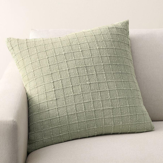 Palmer Windowpane Pillow Cover, Eucalyptus, 22"