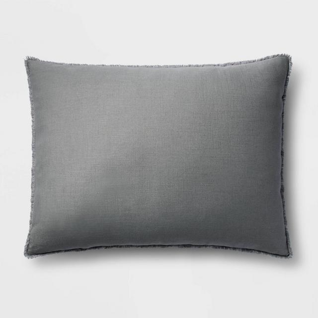 King Euro Heavyweight Linen Blend Throw Pillow Dark Gray - Casaluna™
