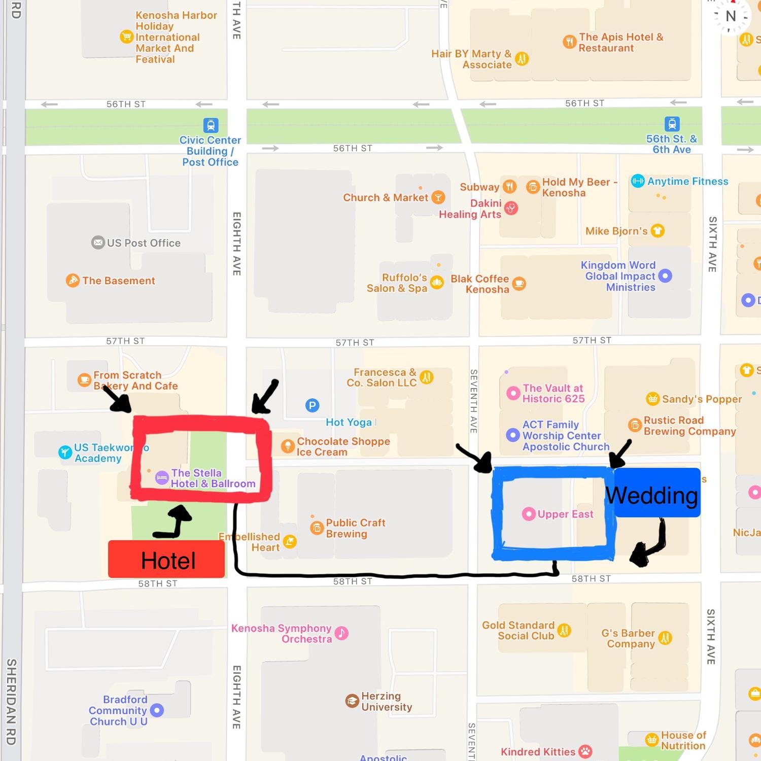 How to get to the Stella Hotel from the Venue