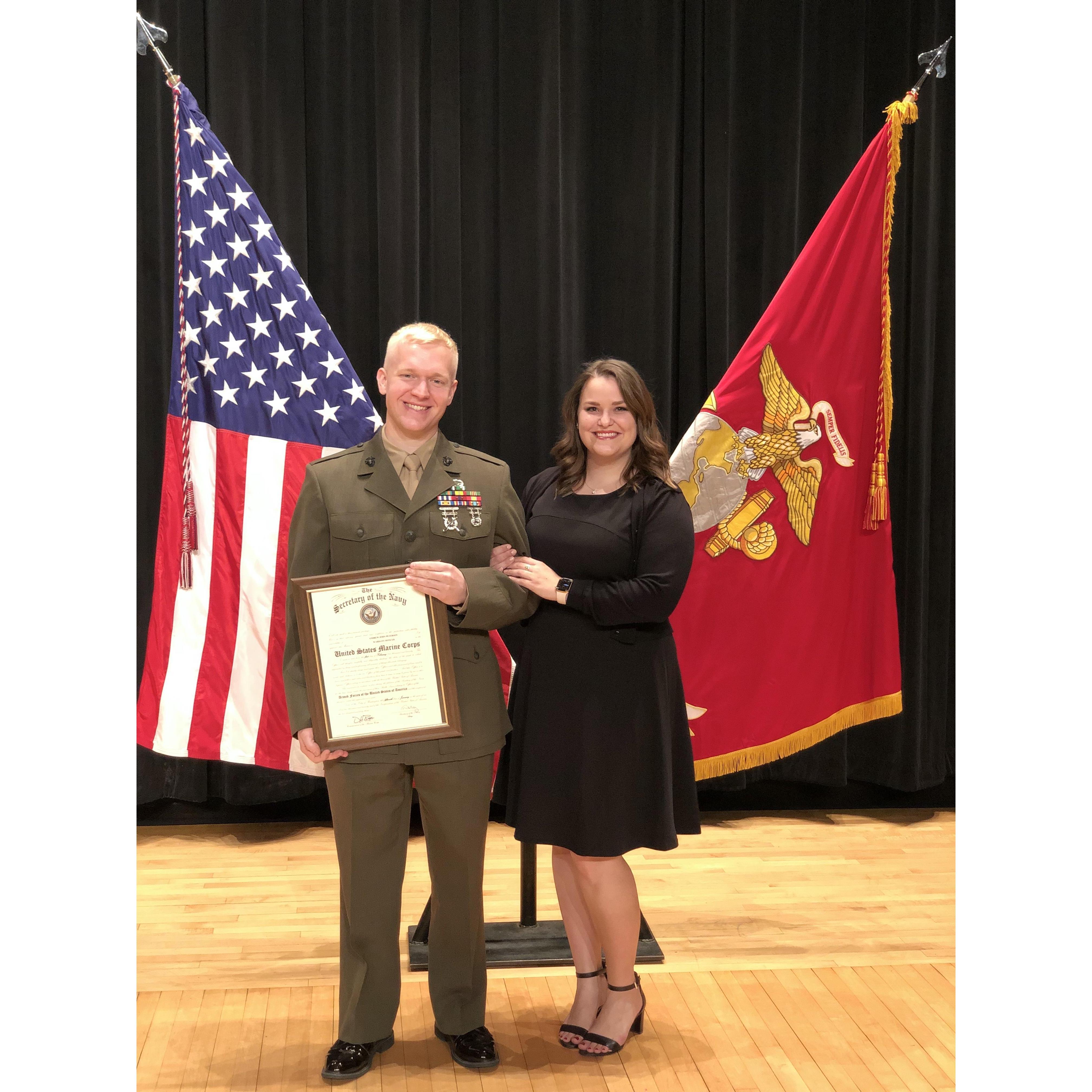 At Andy's Appointment Ceremony in Quanitco, Virginia, where he was appointed to Warrant Officer. February 2020
