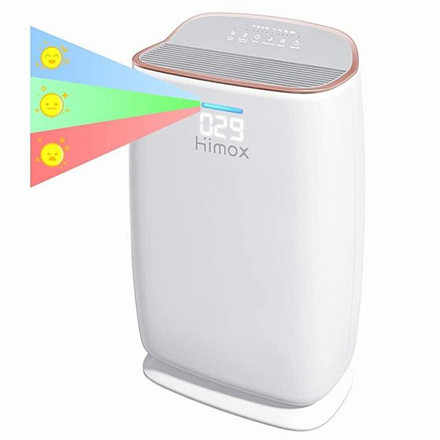 Himox Air Purifiers for Home Large Room 845 sq.ft/h, Medical Grade H13 True HEPA Filter Air Quality Monitor for Allergies, Pets, 20dB Quiet Air Cleaner for Home Bedroom Office, Remove 99.97% Air Pollutants, Smoke, Mold, Germs, Pollen- H04 Rose Gold