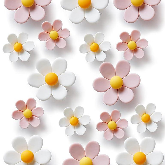 Mymazn Fridge Magnets Cute Refrigerator Magnets Colorful Decorative Magnets 3D Flower Magnets for Office Kitchen Locker 16PCS Pink White (8 Small+8 Large)