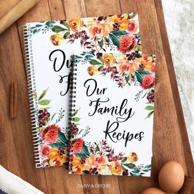 Kitchen Recipe Journal Cookbook, Recipe Book, Floral Gift for her, Mother's Day, Family Cookbook, Family Recipes Recipe Book Housewarming