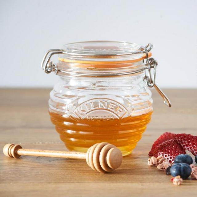 Kilner Glass Honey Pot And Beech Wood Dipper Set
