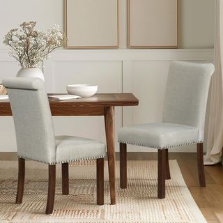 Aubrey Upholstered Dining Chair with Nailhead Trim, Set of 2