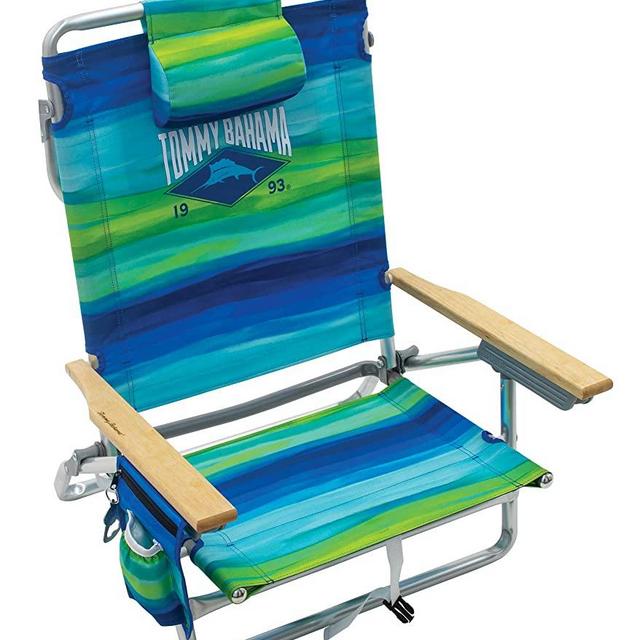 Tommy Bahama 5-Position Classic Lay Flat Folding Backpack Beach Chair