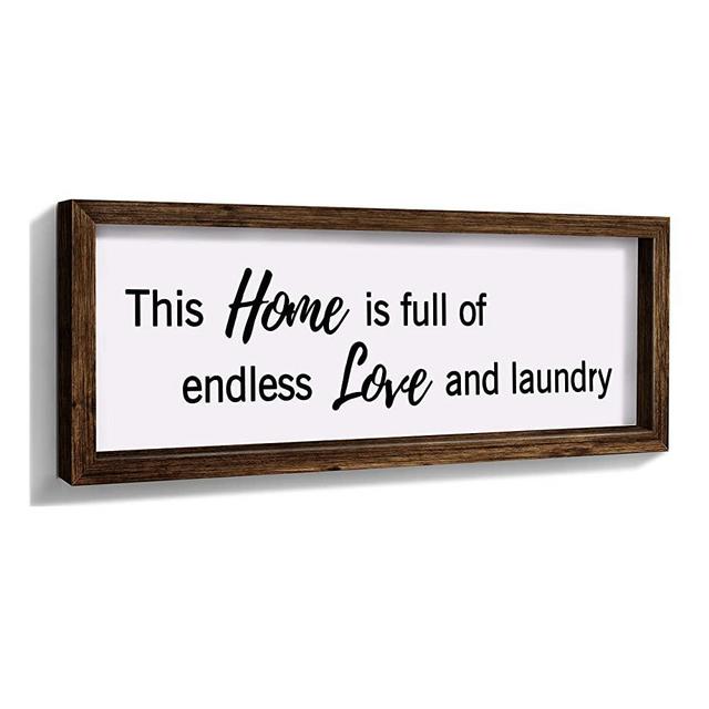 Laundry Decor Farmhouse Wall Decor Rustic Sign - This Home is Full of Endless Love and Laundry-15.6X5.8 Inches Bathroom Decoration Wall Art, Funny Housewarming Gifts for New Homeowner