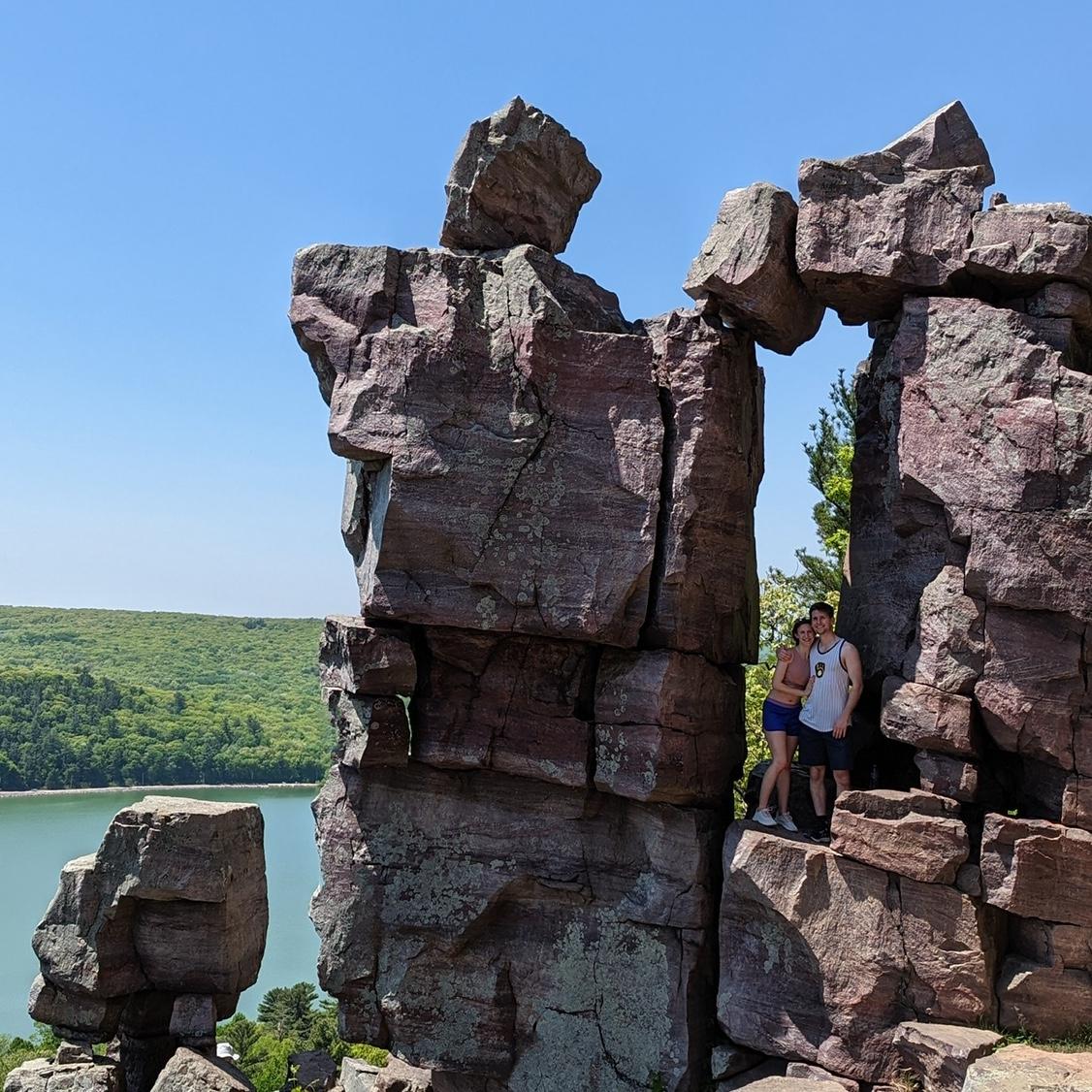 We are at Devil's Lake, WI on a hike and took a picture inside of "Devil's Doorway".