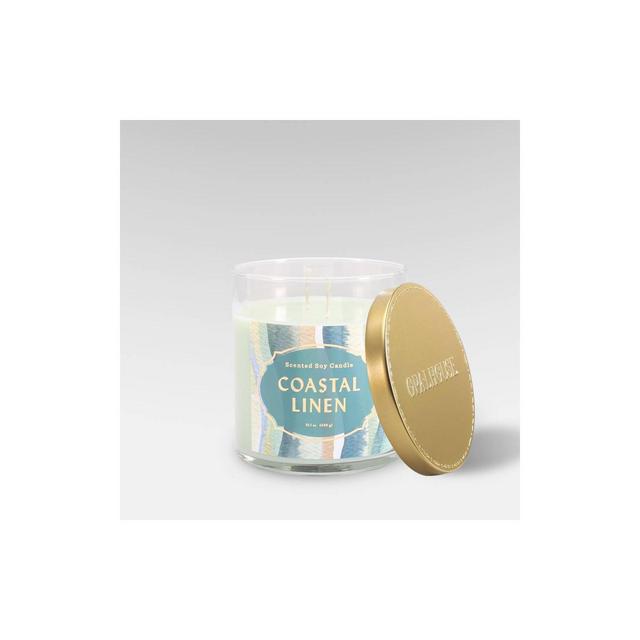 15.1oz Lidded Glass Jar 2-Wick Candle Coastal Linen - Opalhouse™