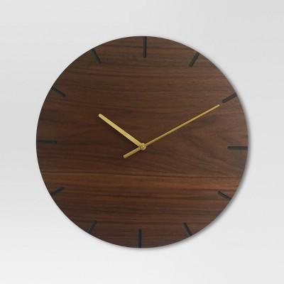 Wood 16" Clock Brass/Walnut Finish - Project 62™