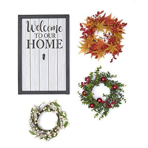 The Lakeside Collection Home Sign and Wreath Set for Fall and Holidays - 4-Pc. Interchangeable