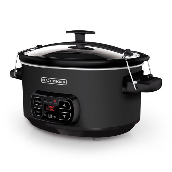 BLACK+DECKER 7-Quart Slow Cooker, SCD4007, Chalkboard Exterior, Locking Lid, 3 Heat Settings, Removable Stoneware Crock