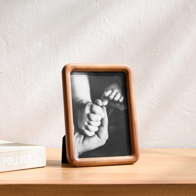 Modern Rounded Wood Tabletop Frame, Dark Ash, 5X7