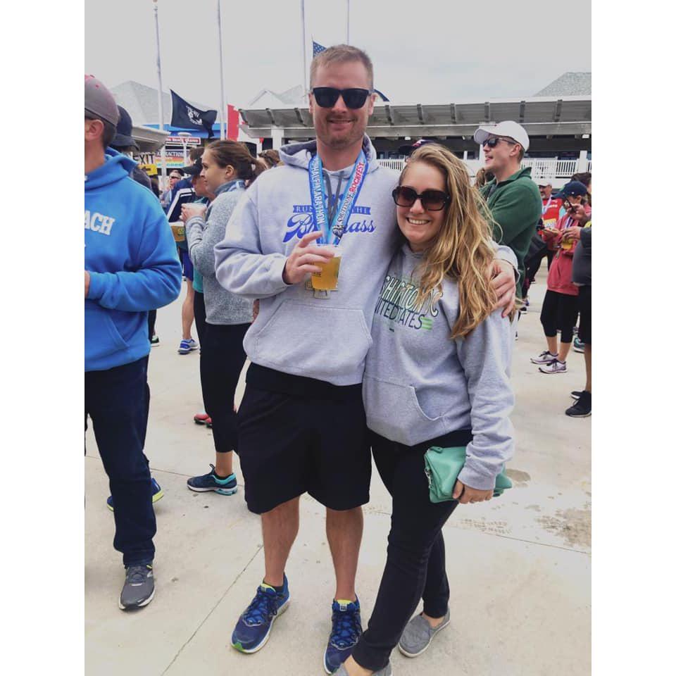 First marathon Ally attended. They weren't dating yet and Ally surprised him by driving four hours to cheer him on! This is where she first met Eric's mom, sister, brother in-law, and nephew!