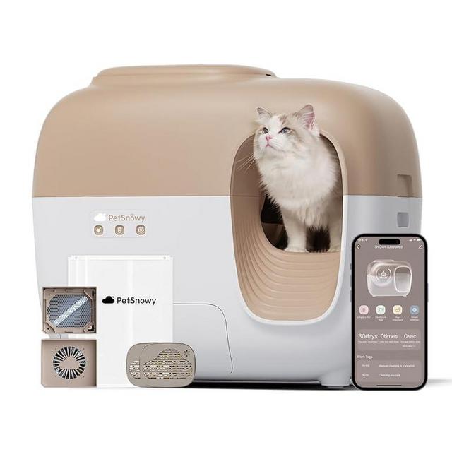 PetSnowy (Upgraded Version) Snow+ Automatic Cat Litter Box Self Cleaning Litter Box - Less Smell, Minimal Tracking