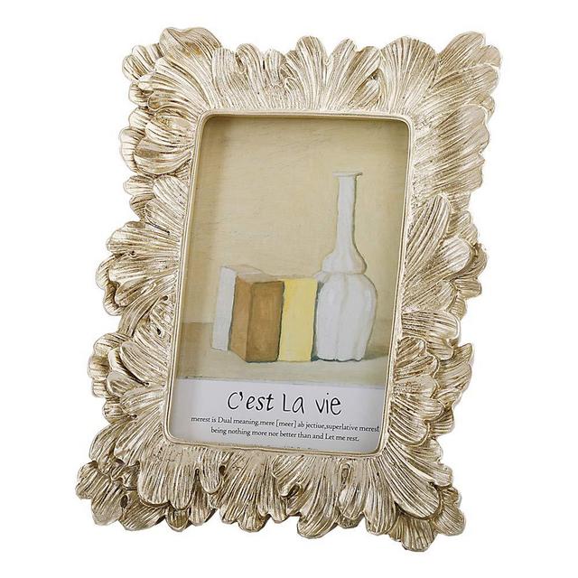 4x6 Picture Frame, Vintage Photo Frame Pale Gold Décor with Deluxe Floral Design (Floral Gold 4x6)