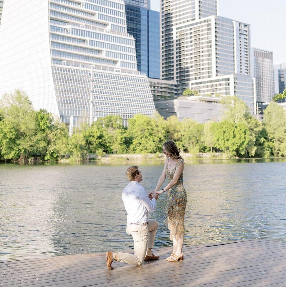Connor proposed at our first date spot on 4/12/25! We went on a picnic at Margaret Oak Hoffman park in Austin in May of 2020!