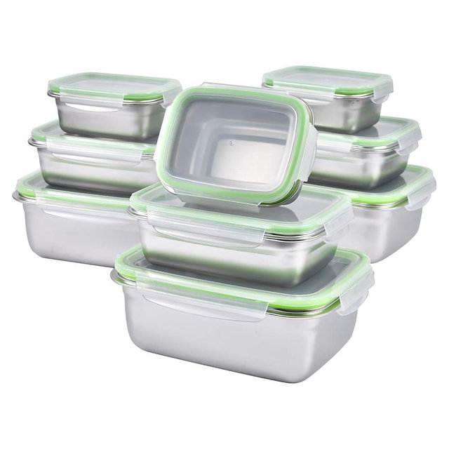 UPTRUST Stainless Steel Food Storage Containers | Leak Proof & Airtight Lids | Set of 9 Containers, Dishwasher & Freezer Safe