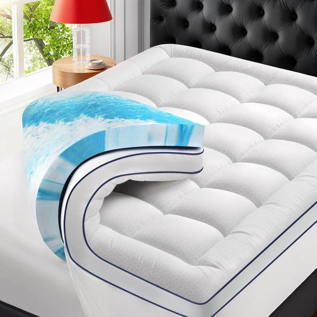 Premium Dual Layer 4 Inch Memory Foam Mattress Topper, 2 Inch Gel Memory Foam and 2 Inch Pillow Top Mattress Pad Cover for Back Pain, Extra Thick Comfort Support（King 78"x80"）