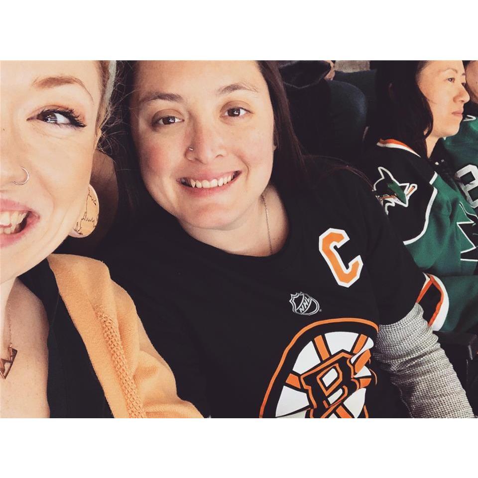 At our first Bruins game together in San Jose! (2019)