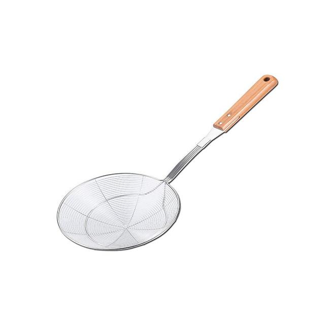 Tenta Kitchen Stainless Steel Cooking Skimmer Wire Spider Strainer Noodle Pasta Basket Colander, Bamboo Handle (Small Size, Over 5.5 Inch)