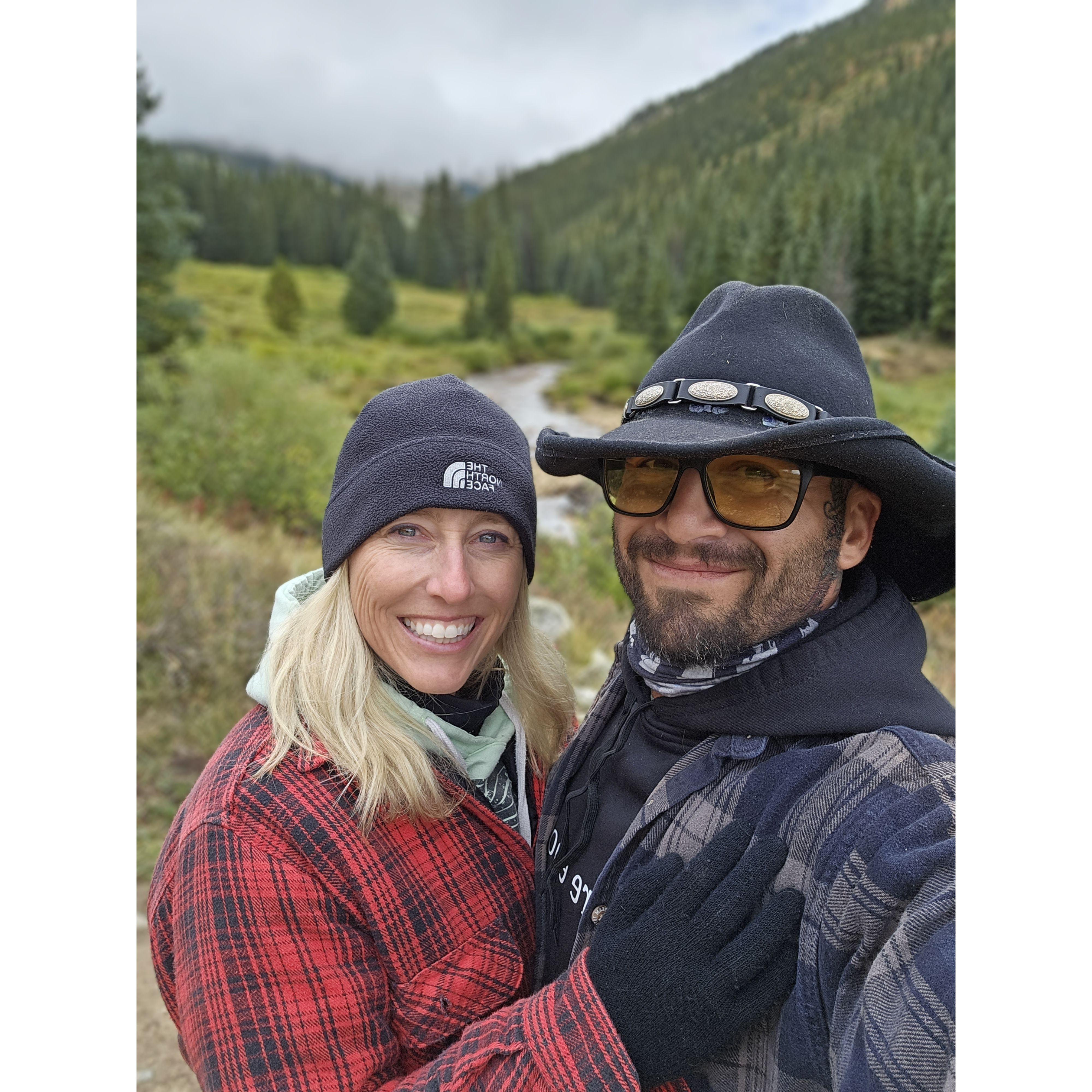 Our favorite place is being in the mountains together!