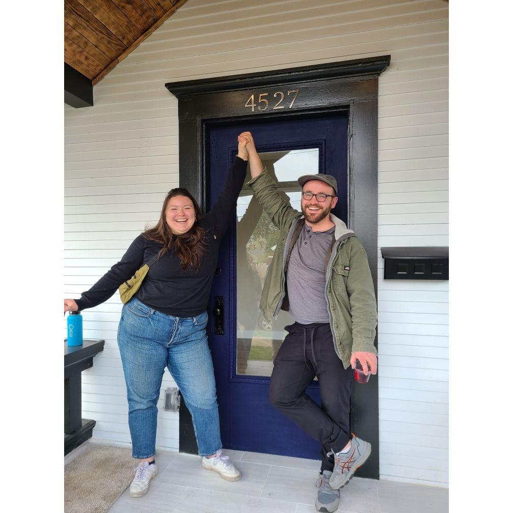 We bought a house! In 2023! This is our first picture in what will (hopefully) be our longtime home.