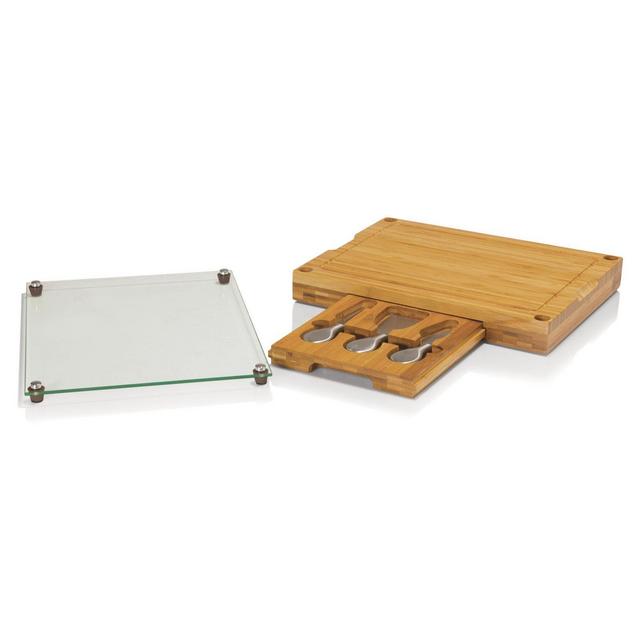 Picnic Time® Concerto Glass Top Cheese Board & Tools Set