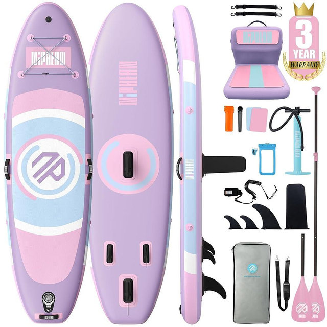 Niphean Inflatable Paddle Board with (Beginner Friendly) StabilTrac Fin and Durable SUP Accessories, 10' Inflatable Stand up Paddle Boards for Adults & Youth, Versatile Yoga Paddle Board, Gift Ideas