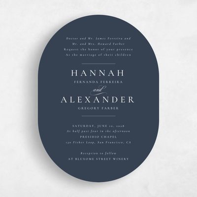 Grayed Navy, Blue Wedding Invitation - Sloan Portrait