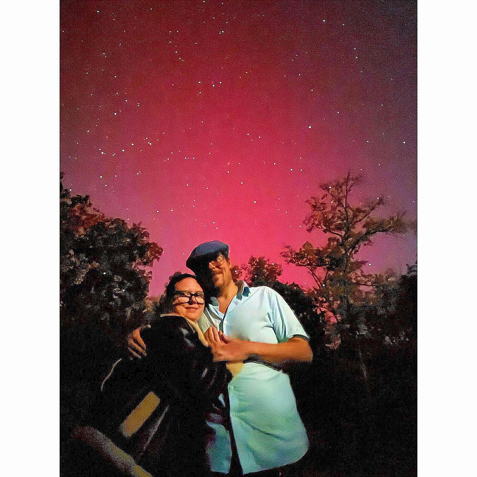 Another photo in front of the aurora, with some help!