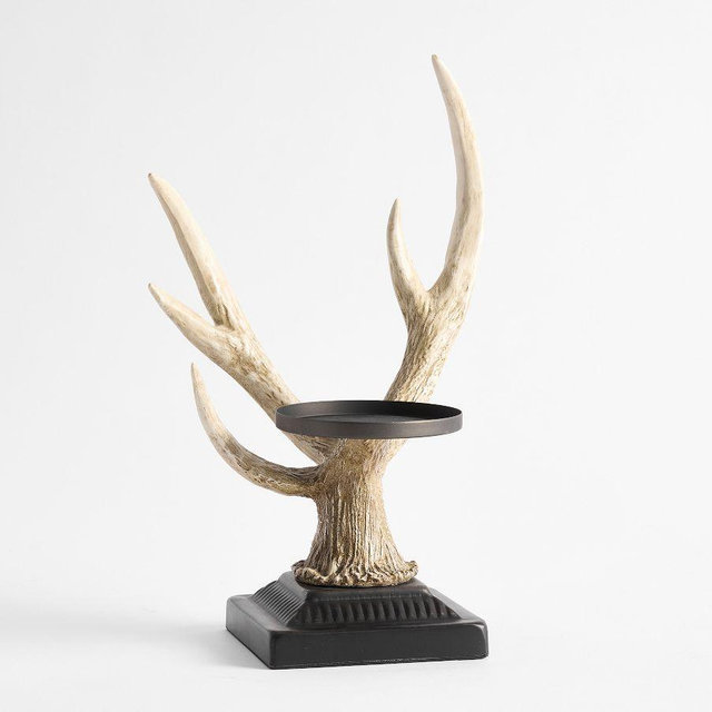 Antler Pillar Candle Holder, Natural, Single Pillar