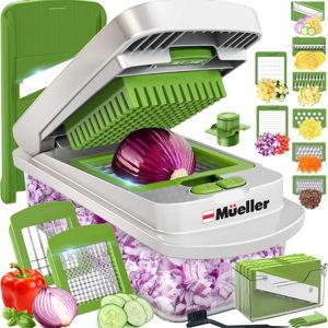 Mueller Pro-Series 10-in-1, 8 Blade Vegetable Chopper, White Sand/Green