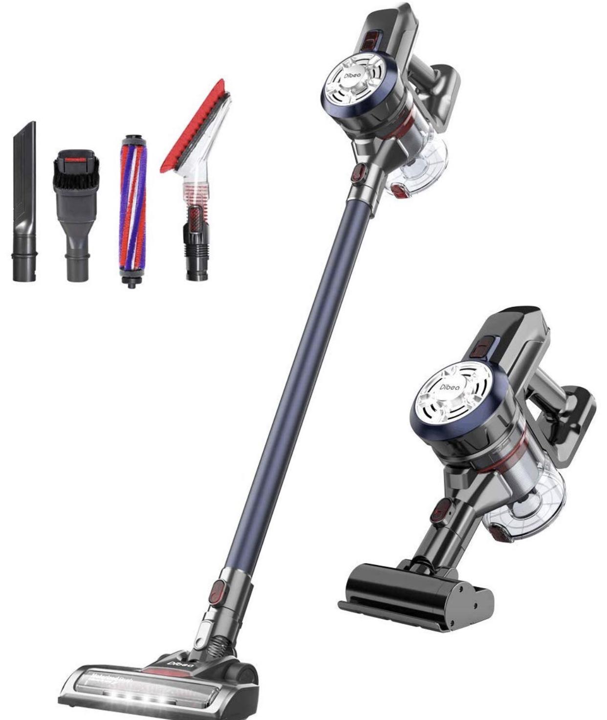Dibea D18Pro Cordless Stick Vacuum Cleaner Lightweight 17KPa Powerful Suction Bagless Rechargeable 2 in 1 Handheld Car Vacuum with Mini Motorized Brush, Navy Blue