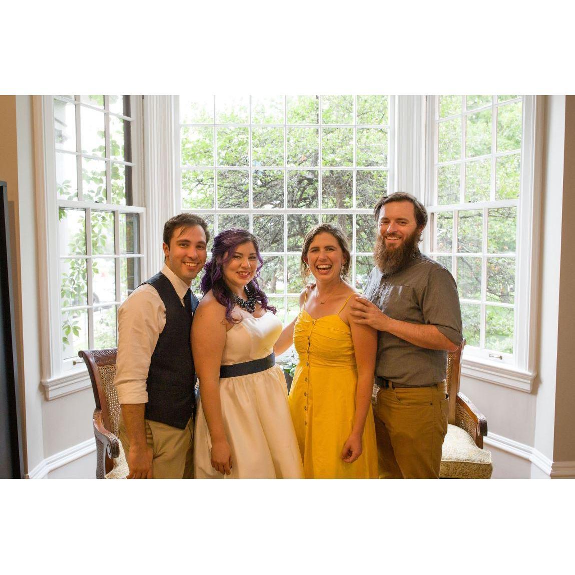 And here's us at a wedding, with some people we really love.