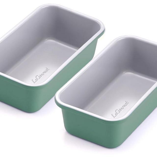 LeGourmet Nonstick Bread Loaf Pan 9 X 5 Inch, Ceramic Coating, Non-Toxic, Rust Resistant Aluminized Steel, Perfect 1 lb Baking Dish for Meatloaf, Pound Cake & Brownie (Rosemary 2pcs)