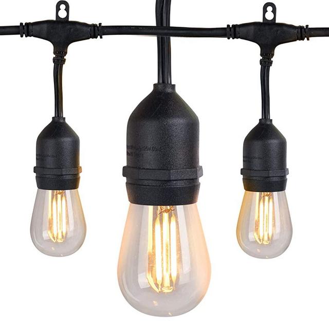 Minetom Outdoor String Lights Set 48FT LED Porch String Lights with 15 Waterproof Clear Glass Bulbs Outdoor & Indoor Light for Wedding Party Patio Garden Tents Backyard Cafe Warm White