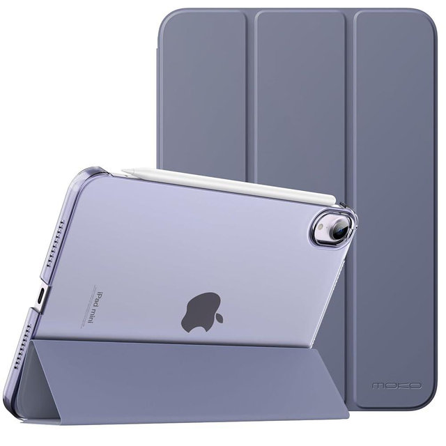 MoKo for iPad Mini 7 (A17 Pro) Generation Case 2024, iPad Mini 6 Case 2021, 8.3-inch Slim Lightweight Protective Hard Back PC Shell Stand Cover Support Touch ID, Auto Wake/Sleep, Grey Purple