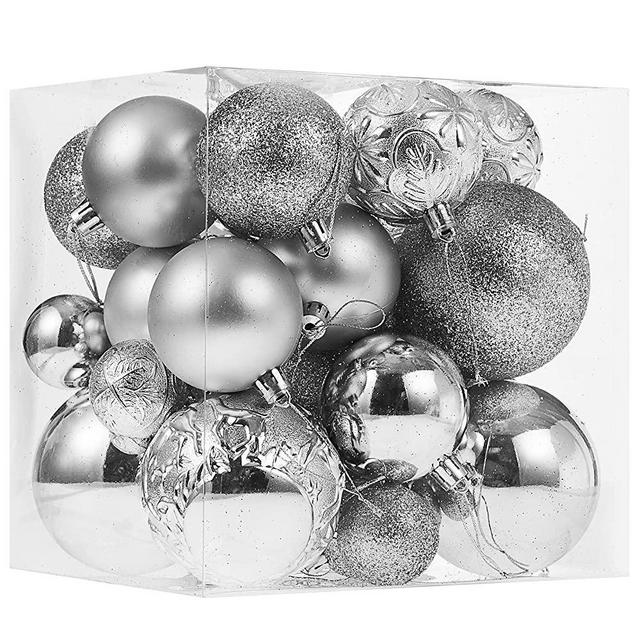 Christmas Ornaments for Xmas Trees,Silver Shatterproof Christmas Ball Ornaments of 32 pcs