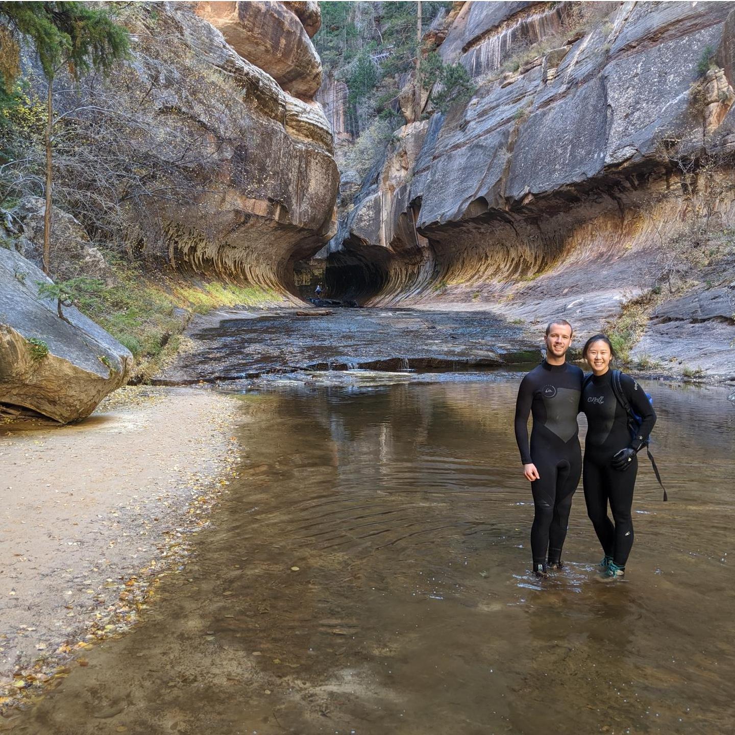 Canyoneering in "The Subway", in Zion National Park, Utah.