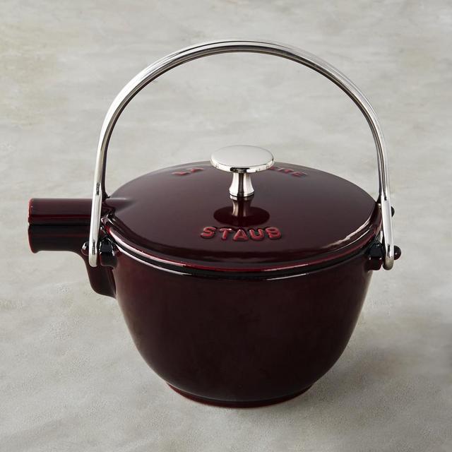 Staub Cast-Iron Round Tea Kettle, 1-Qt., Grenadine